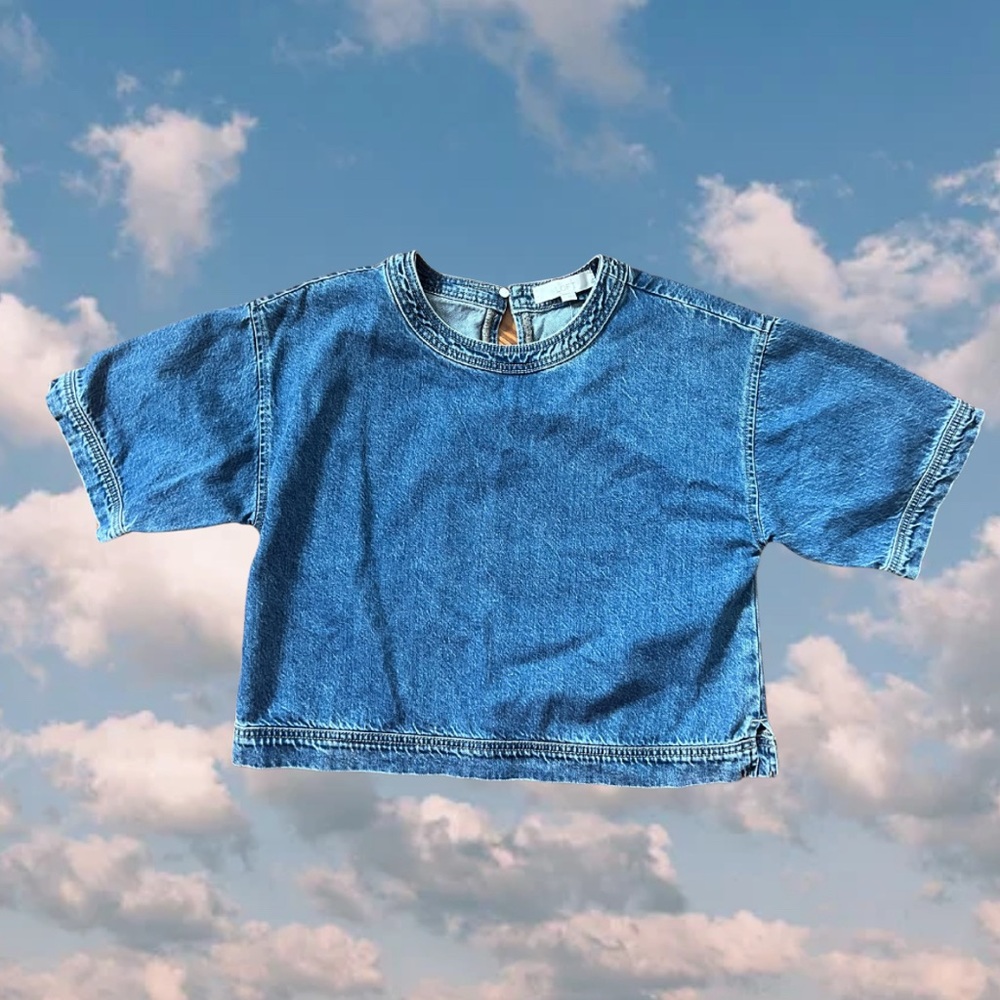LOFT Denim Boxy Crop Top